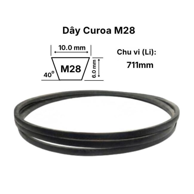 Thông số kỹ thuật dây curoa M28 inch - 711mm